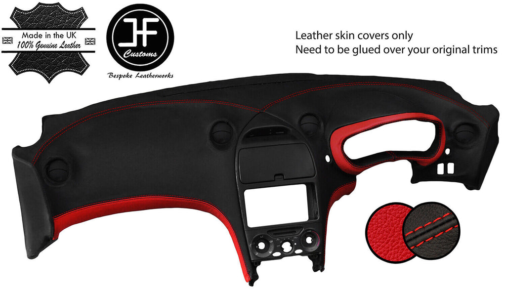 BLACK RED REAL LEATHER DASH DASHBOARD COVER FITS TOYOTA CELICA MK7 1999-2006