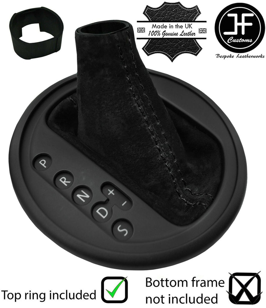 BLACK STITCH SUEDE AUTO AUTOMATIC GEAR GAITER + TOP RING FOR VW T5 2003-2015