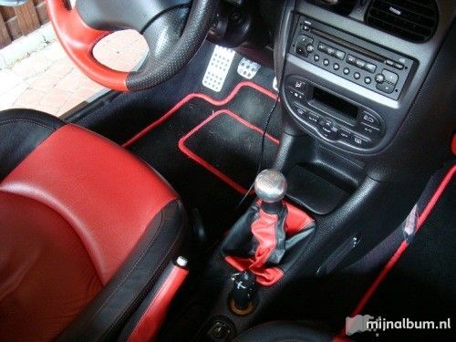 FITS PEUGEOT 206 BLACK RED LEATHER GEAR HANDBRAKE GAITER CUSTOM NEW MADE IN UK