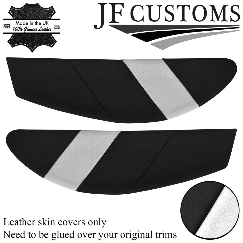 WHITE & BLACK LEATHER 2X DOOR CARD TRIM INSERT COVERS FITS LOTUS ELAN M100 JF1