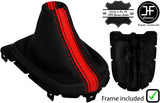 BLACK RED STRIPE LEATHER MANUAL GEAR+PLASTIC FRAME FOR FORD MUSTANG 15-20 JF2