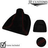 RED STITCH SUEDE MANUAL GEAR GAITER + PLASTIC FRAME FOR BMW 5 E60 E61 03-07