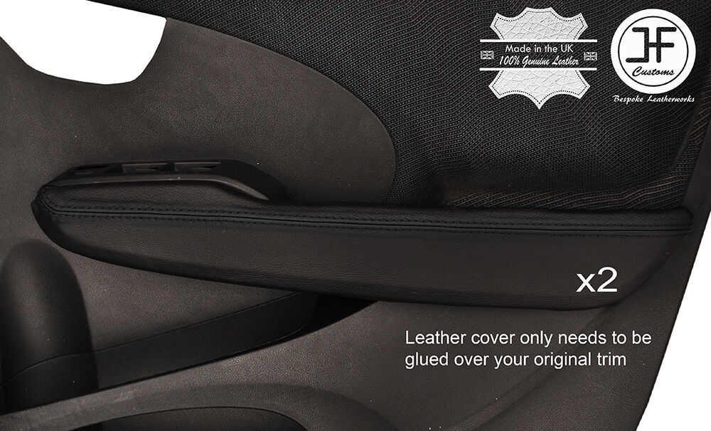 BLACK STITCH 2X FRONT DOOR ARMREST TRIM LEATHER COVER FITS HONDA JAZZ 09-14 5DR