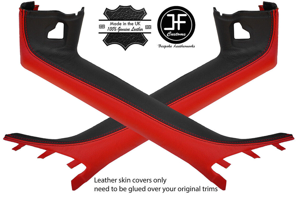 BLACK & RED  2X A PILLAR 2 TONE REAL LEATHER COVERS FITS BMW Z4 E89 2009-2017