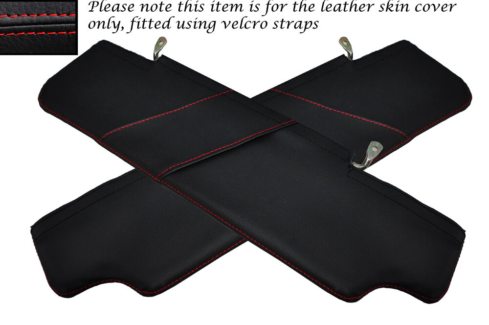 RED STITCH 2X SUN VISORS LEATHER COVERS FITS LAND ROVER DEFENDER 2007-2014