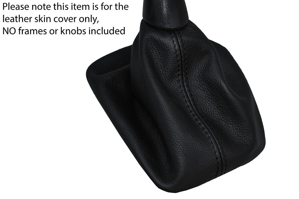 BLACK STITCH MANUAL LEATHER SKIN GEAR GAITER FITS VOLVO 440 CUSTOM NEW