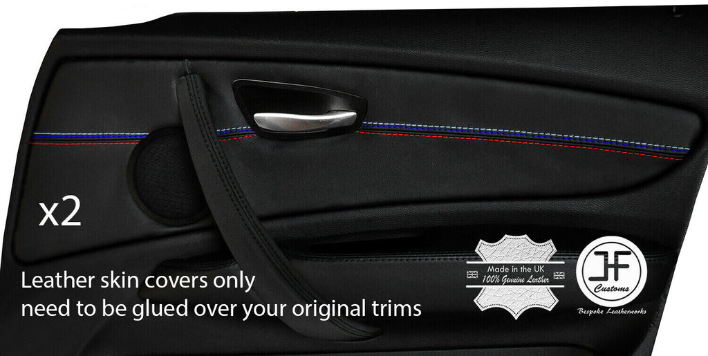 TRI STITCH 2X FRONT DOOR CARD TRIM LEATHER COVERS FITS BMW 1 SERIES E87 04-12