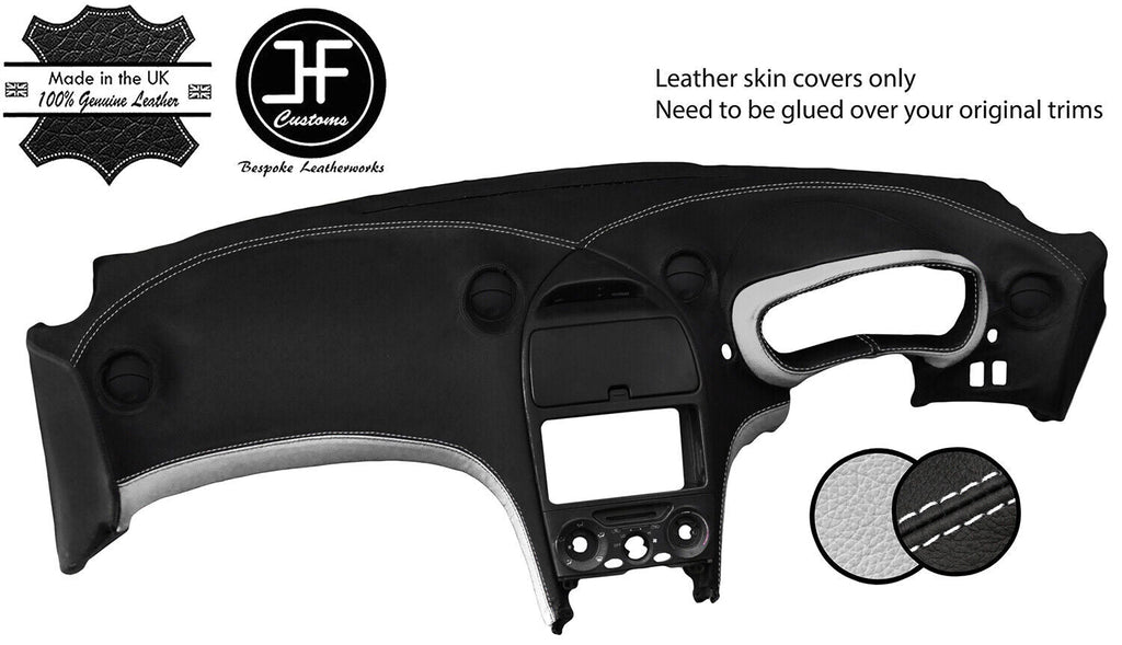BLACK WHITE REAL LEATHER DASH DASHBOARD COVER FITS TOYOTA CELICA MK7 1999-2006