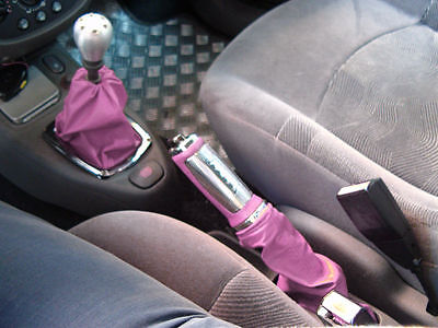 FITS RENAULT CLIO MK2 MK3 98-06 GAITERS SET LEATHER PINK CUSTOM NEW MADE IN UK