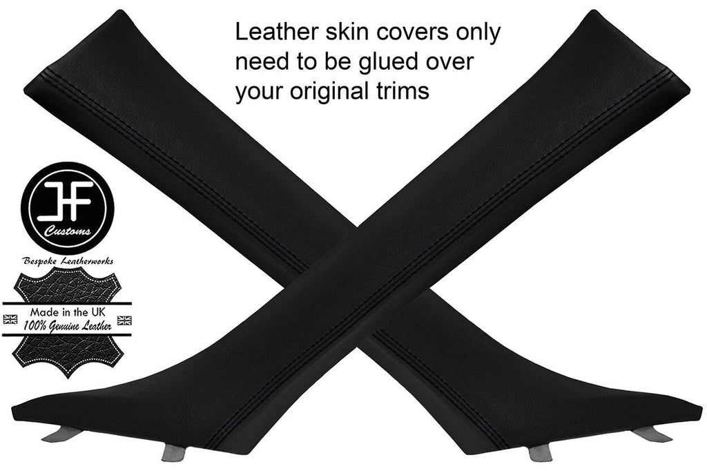 BLACK STITCH 2X A POST PILLAR LEATHER COVERS FITS BMW 3 SERIES F30 F31 11-18