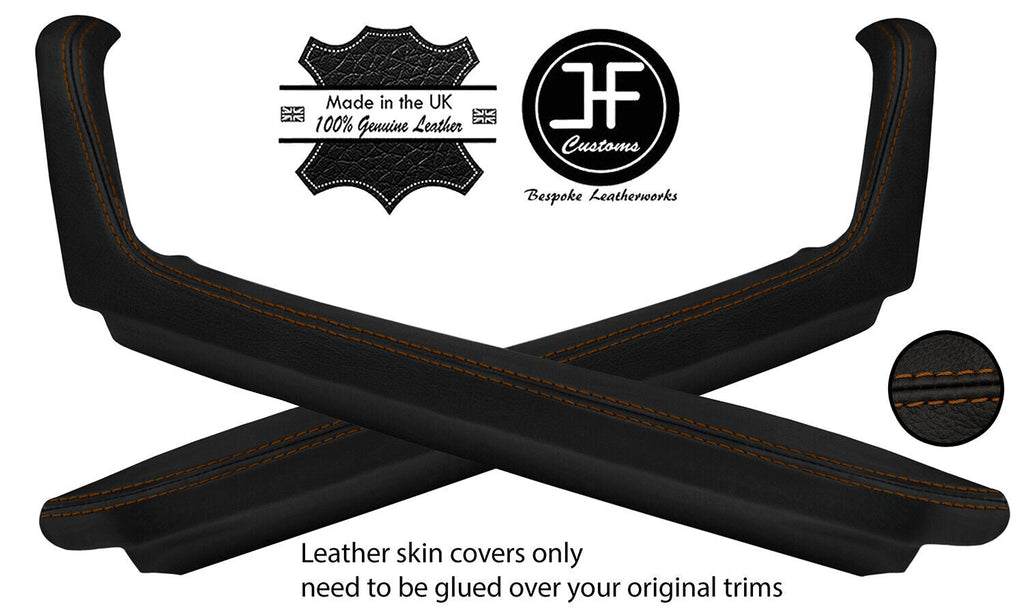 BROWN STICH 2X DOOR HANDLE ARMREST TOP GRAIN LEATHER COVERS FOR PORSCHE 924 944