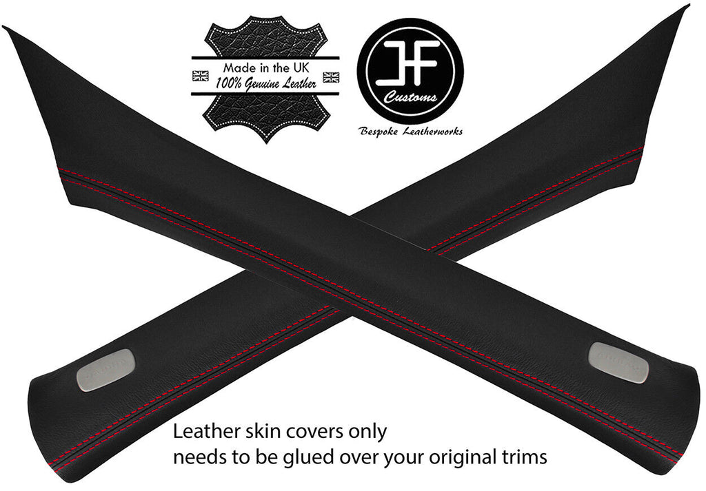 RED STITCH 2X A PILLAR LEATHER COVERS FITS MERCEDES E CLASS W212 2009-2016