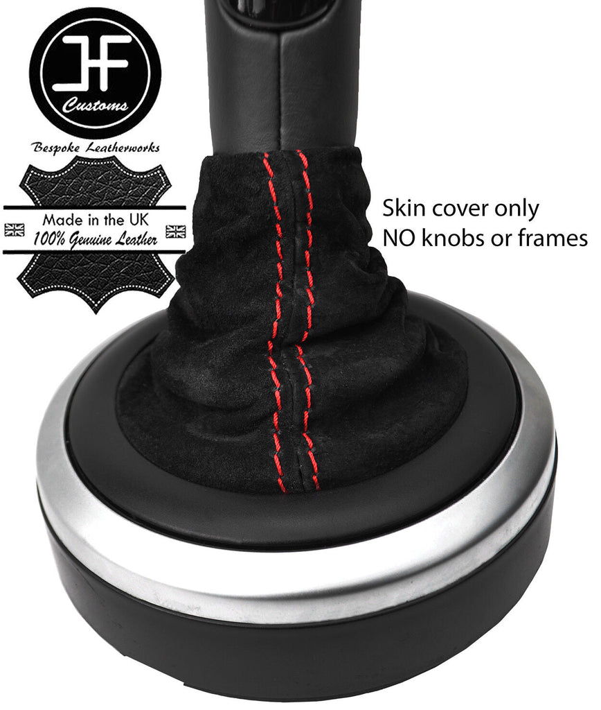 RED STITCH AUTOMATIC REAL SUEDE GEAR GAITER FOR FORD FIESTA MK6 FUSION 02-08