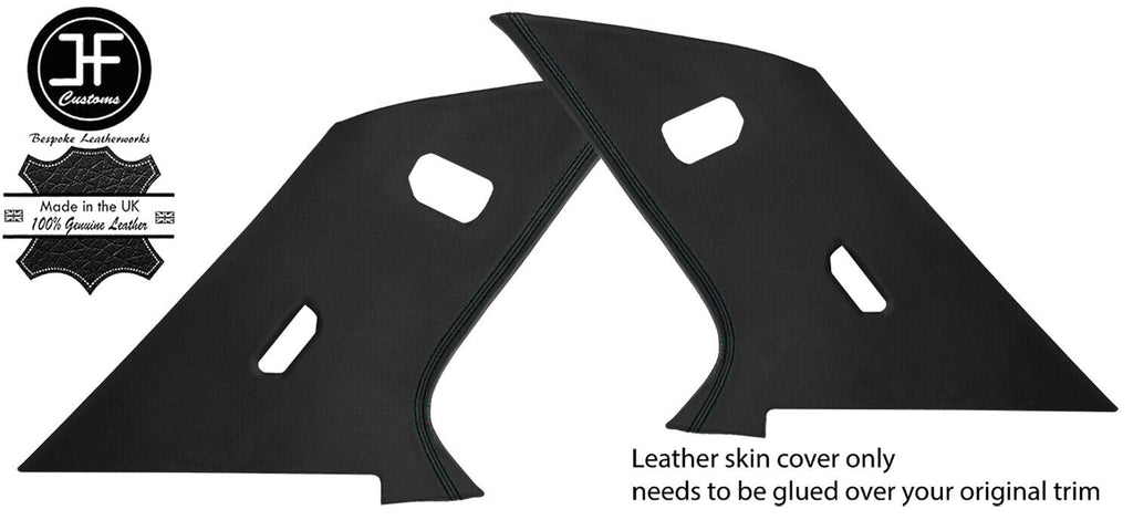 BLACK STITCH 2X REAR C  PILLAR LEATHER COVERS FITS BMW E23 7 SERIES 1977-1986