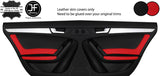 BLACK RED 2X REAR DOOR CARD+ARMREST TRIM LEATHER COVERS FOR AUDI A5 SPORTBACK