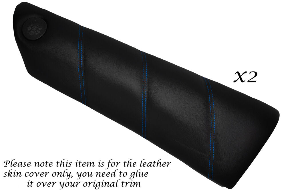 BLUE STITCH 2X FRONT DOOR CARD SKIN COVERS FITS VAUXHALL OPEL CALIBRA 90-97