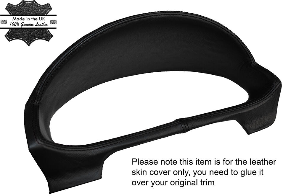 BLACK STITCH SPEEDO SURROUND LEATHER SKIN COVER FITS MAZDA 2 2002-2007