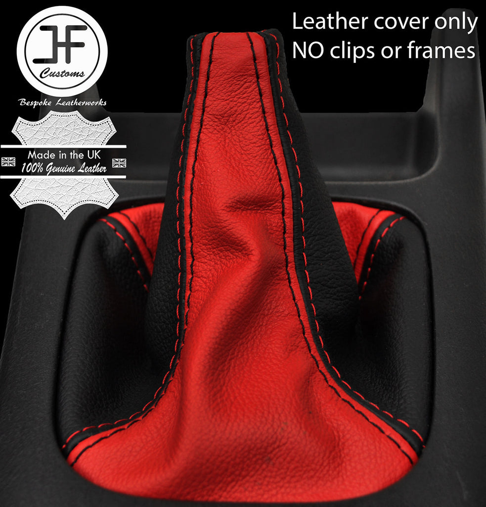 BLACK & RED REAL LEATHER MANUAL GEAR GAITER FITS SUBARU FORESTER 1997-2002