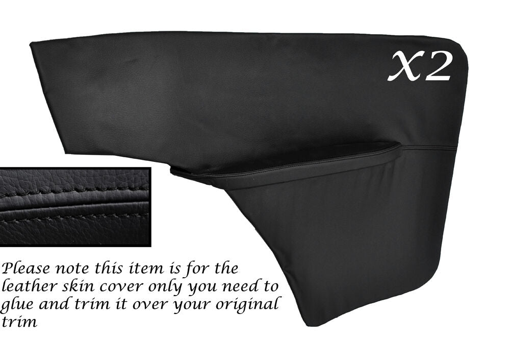 BLACK STITCH 2X REAR DOOR CARDS LEATHER COVERS FITS MORRIS MINOR 1000 55-71