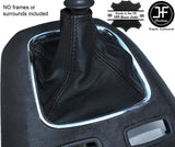 BLACK STITCHING MANUAL LEATHER GEAR GAITER FITS LANCIA MUSA 2004-2012 CUSTOM NEW