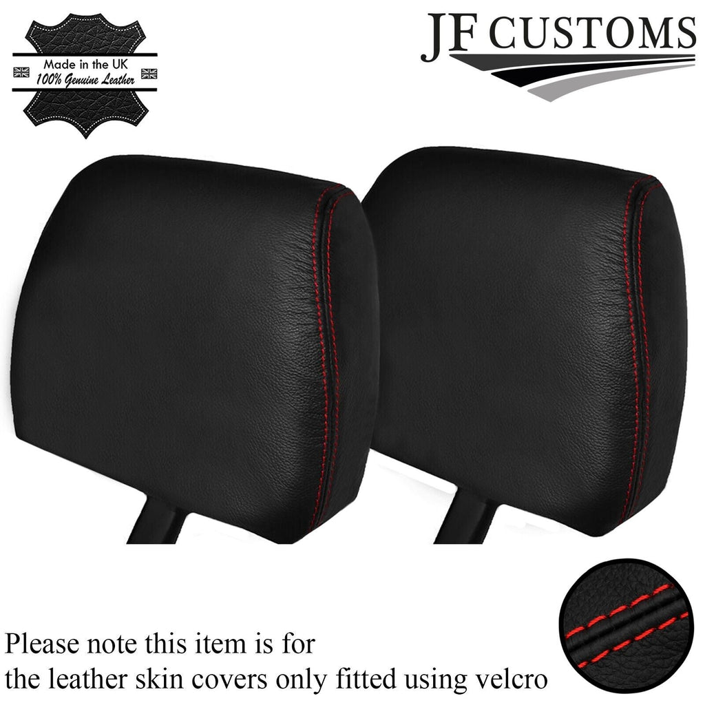 RED STICH 2X FRONT HEADREST SKIN COVERS FITS LAND ROVER DEFENDER 90 110 83-06