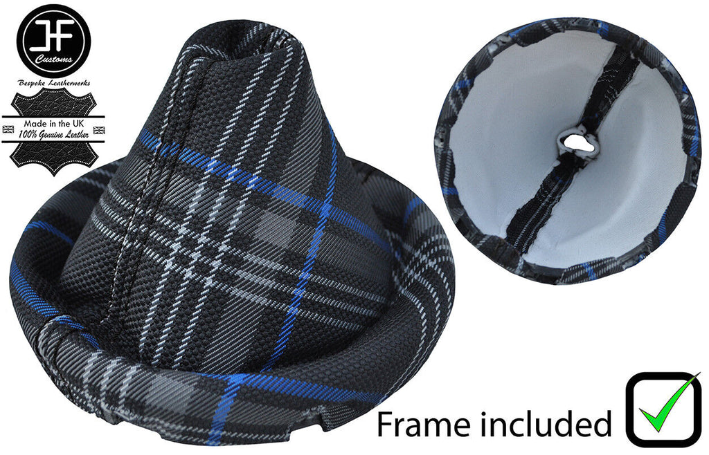 BLACK STITCH TARTAN FABRIC GEAR GAITER+PLASTIC FRAME FOR VW T5 TRANSPORTER 1T