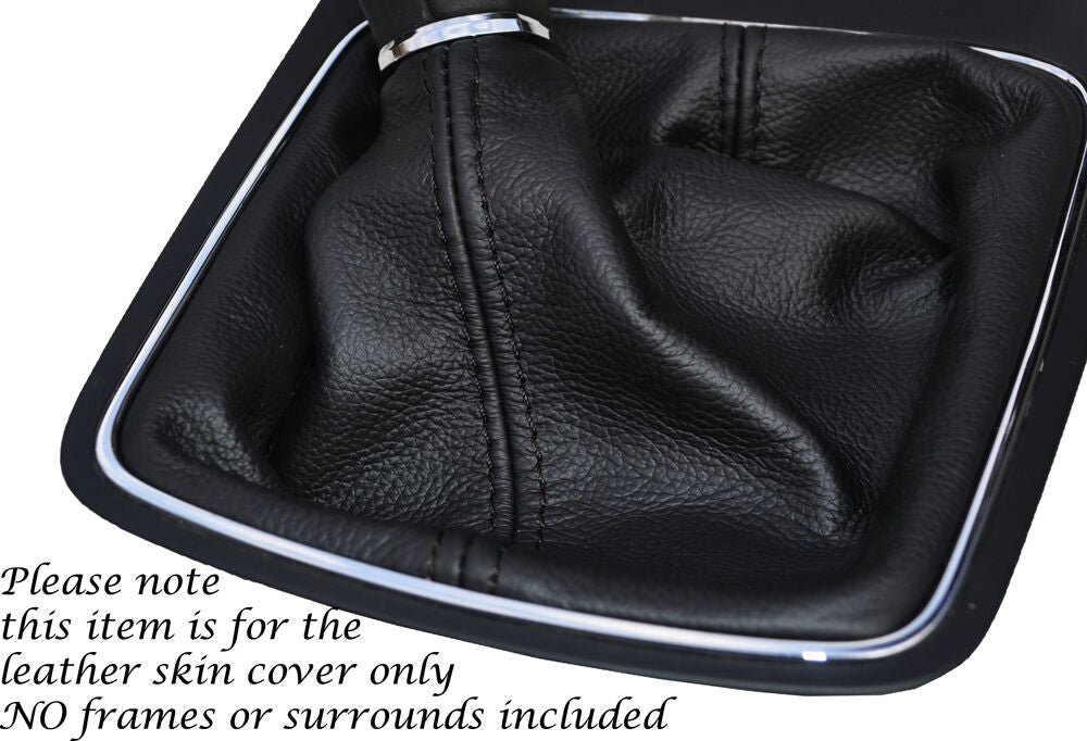 BLACK STITCHING MANUAL LEATHER GEAR GAITER FITS SEAT LEON MK3 2013+ CUSTOM NEW