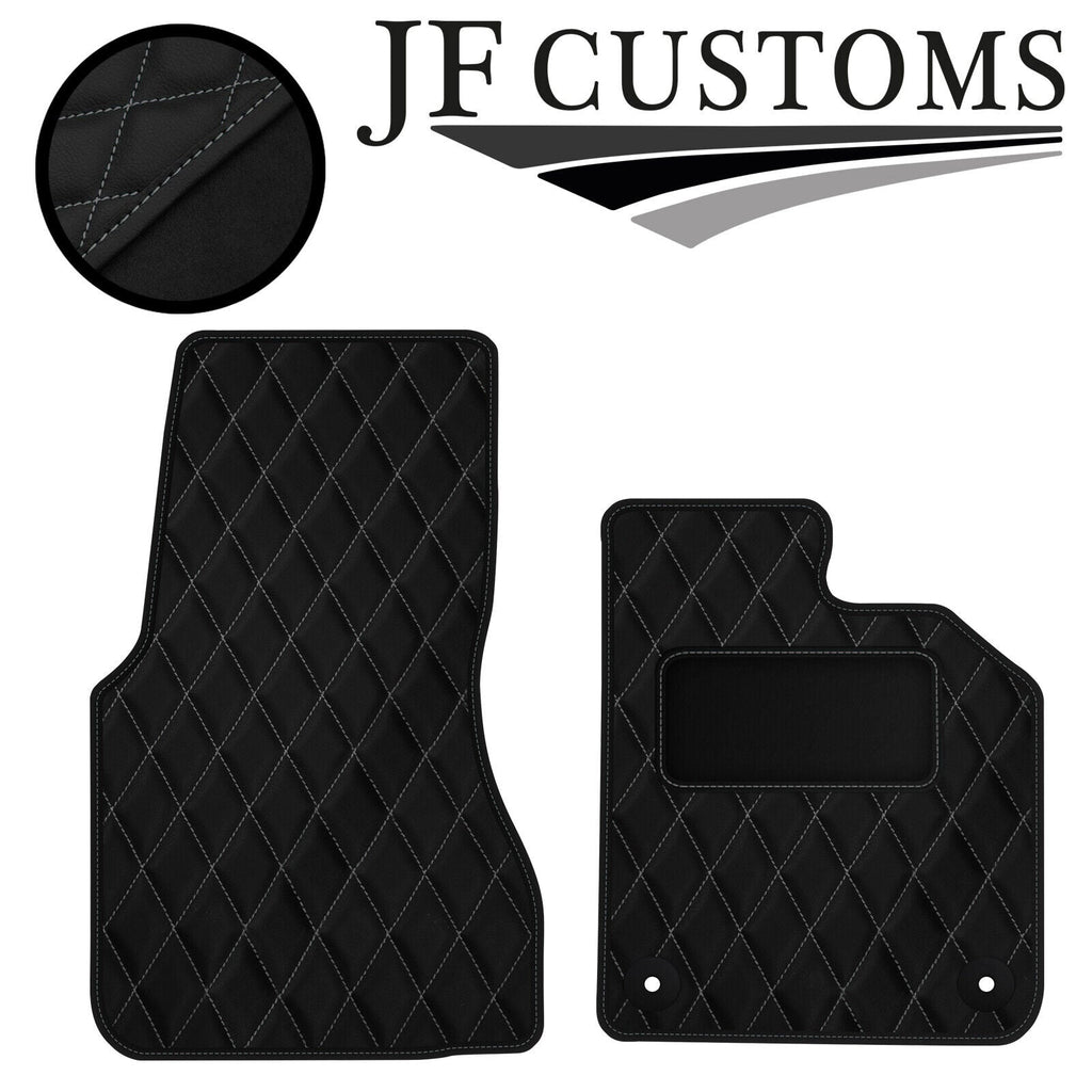 GREY DIAMOND STITCH VINYL 2X TAILORED FLOOR CARPET FOR SMART FORTWO 453 14-21