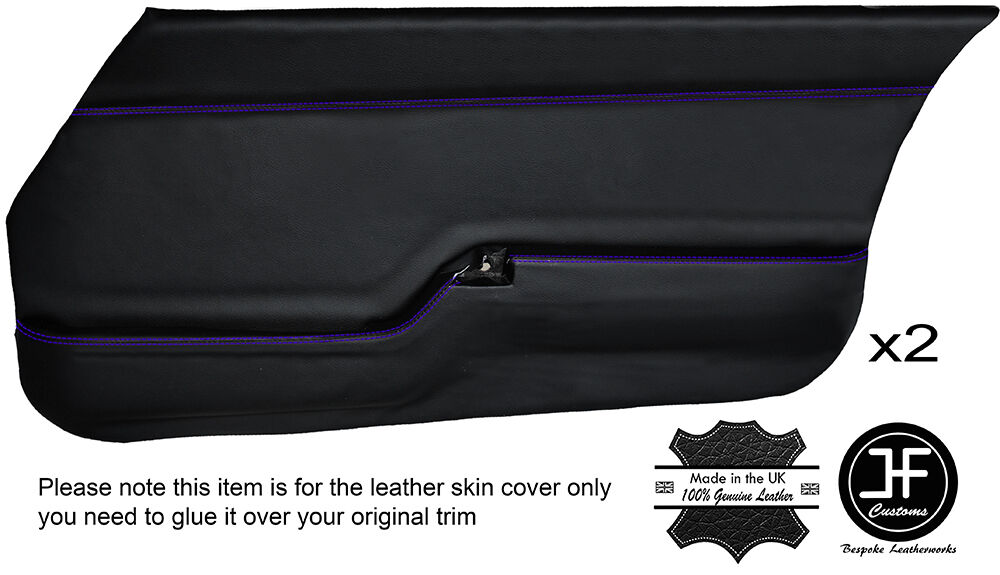 RED STITCH 2X FRONT DOOR CARD LEATHER COVERS FITS MAZDA RX7 FB SERIES 2 81-83