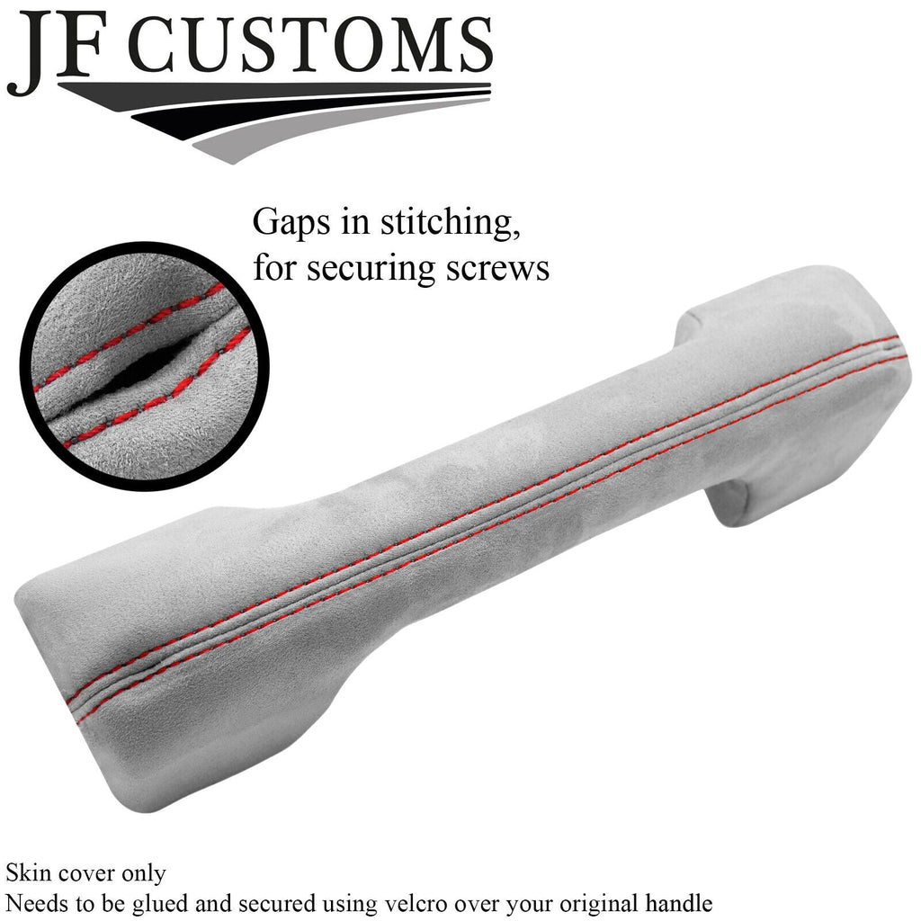 RED ST FULL DASH HANDLE LIGHT GREY SUEDE COVER FOR LAND ROVER DEFENDER 07-16