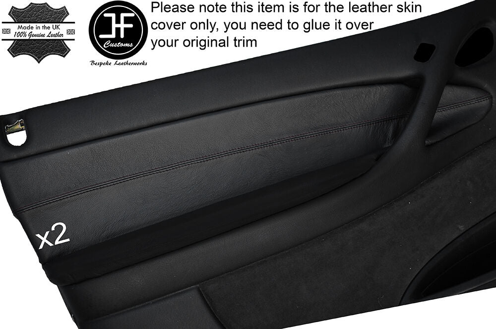 BLACK STITCH 2X FRONT DOOR CARD TRIM LEATHER COVERS FITS PONTIAC GTO 2004-2006