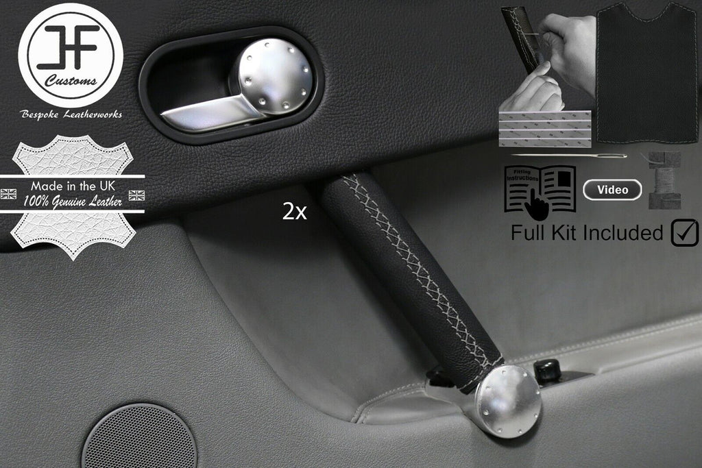 GREY CROSS STITCH 2X FRONT DOOR HANDLE LEATHER COVER KIT FOR AUDI TT MK1 98-06