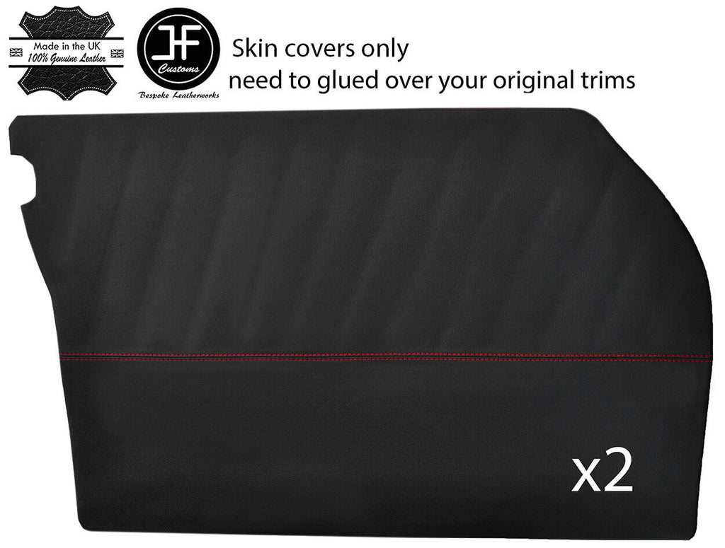 RED STITCH 2X FRONT DOOR CARDS REAL LEATHER COVERS FITS MERCEDES W111 SALOON
