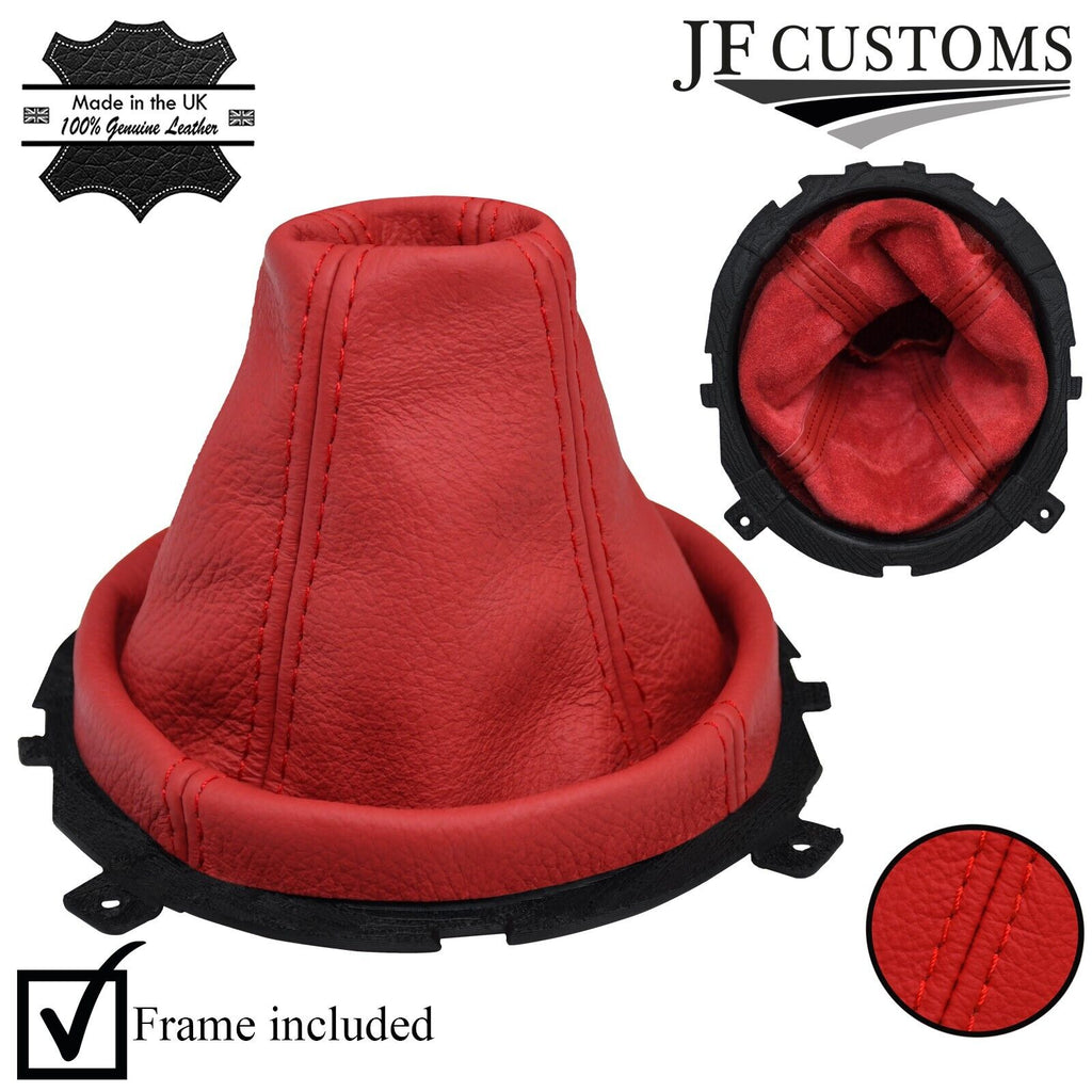 RED LEATHER GEAR GAITER+PLASTIC FRAME FOR HYUNDAI COUPE S3 SIII 06-08 CUSTOM NEW