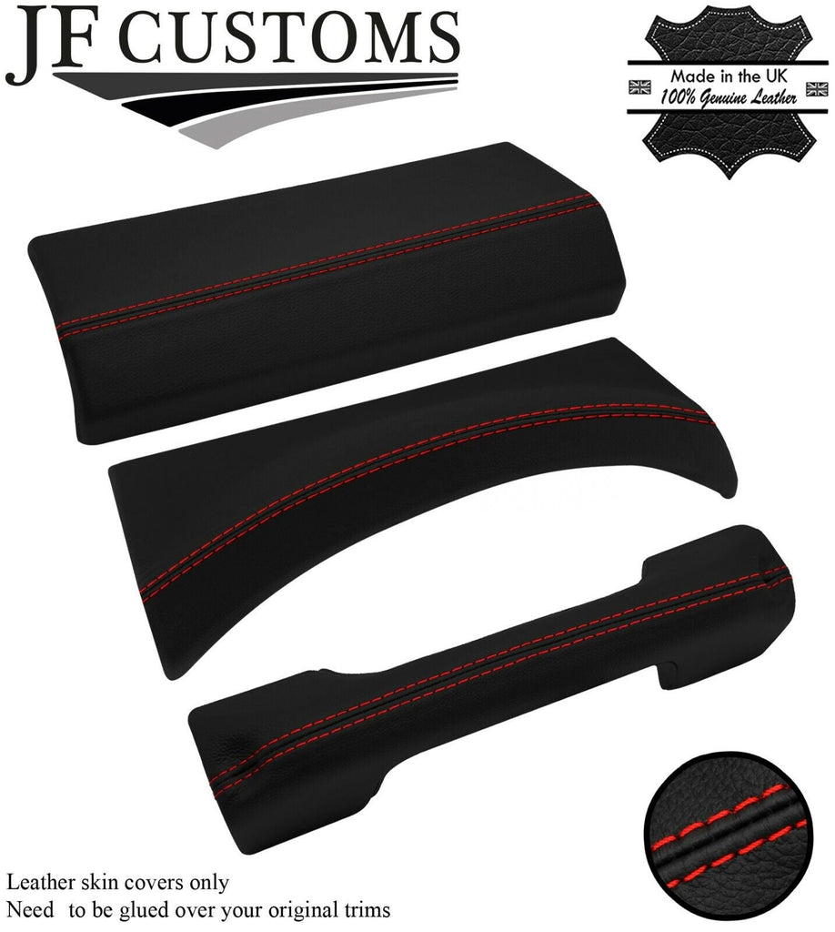 RED STITCH 3X DASH TRIM LEATHER SKIN COVERS FITS LAND ROVER DEFENDER 07-14