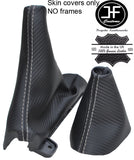 SILVER STITCH CARBON VINYL AUTO AUTOMATIC GEAR HANDBRAKE FOR FORD MUSTANG 15-17