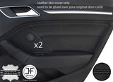 BLACK STITCH 2X REAR DOOR CARD TRIM LEATHER COVER FITS AUDI A3 8V 13-18 5 DOOR