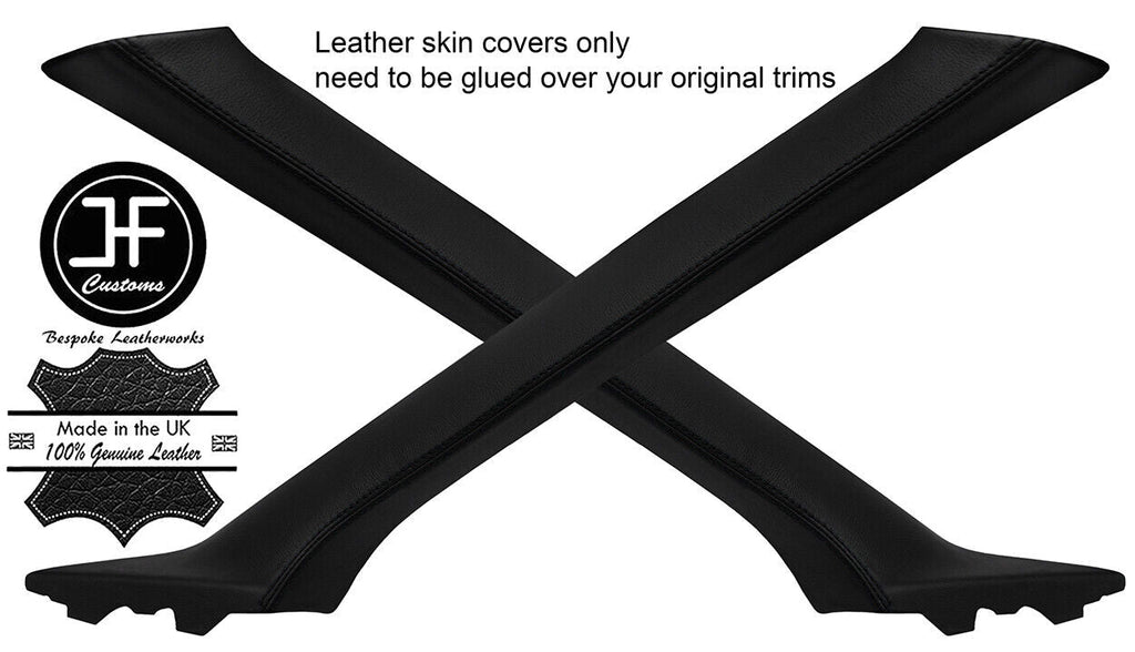 BLACK STITCH 2X A PILLAR LEATHER COVERS FITS FORD TRANSIT MK7 06-13  STYLE 2