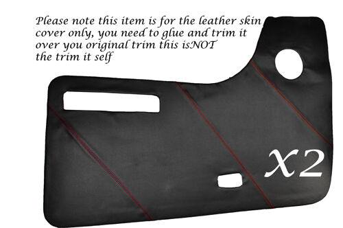 RED STITCH 2X DOOR CARDS LEATHER SKIN COVERS FITS VW T2 WESTFALIA CAMPER