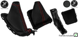 RED STITCH CARBON VINYL MANUAL GAITER SET + FRAME FOR FORD FOCUS FL 2008-2011