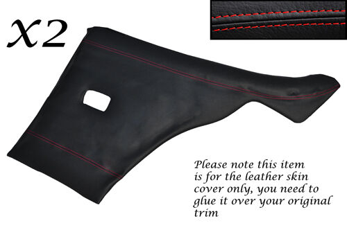 RED STITCH 2X REAR DOOR CARDS LEATHER SKIN COVERS FITS FORD CAPRI MK1 CUSTOM NEW