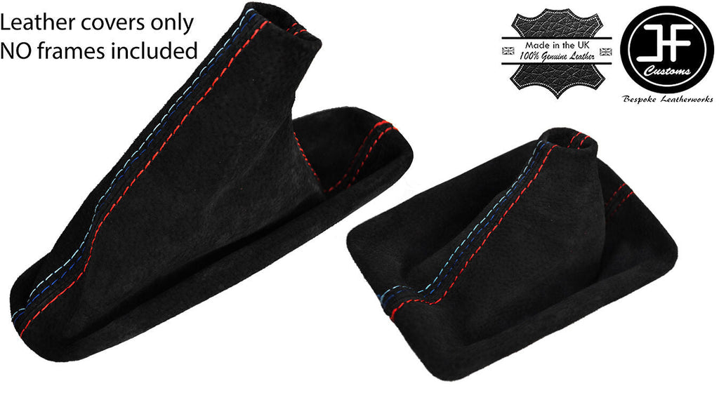 RED & TRI STITCH AUTOMATIC SUEDE GAITER SET FITS BMW E90 E91 E92 E93 06-12