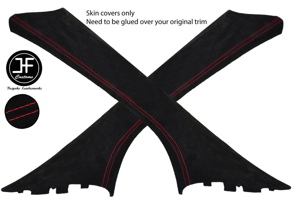 RED STITCH 2X A PILLAR SUEDE COVERS FITS DODGE CALIBER 2006-2011 CUSTOM NEW