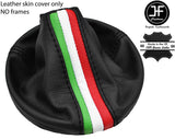 BLACK STITCH ITALIAN FLAG TOP GRAIN LEATHER GEAR GAITER FITS FIAT 500 2007-2016