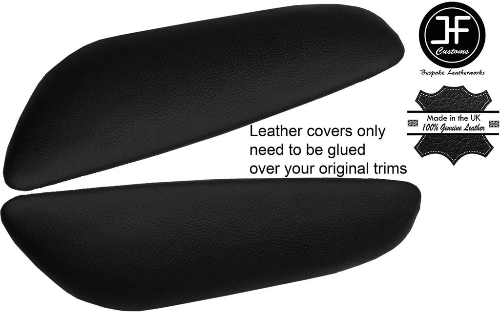 BLACK LEATHER 2X REAR DOOR ARMREST COVERS FITS BMW E46 CONVERTIBLE COUPE
