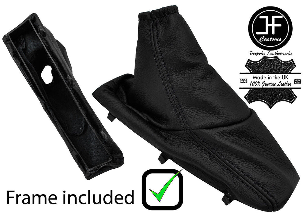 BLACK STITCHING LEATHER HANDBRAKE + PLASTIC FRAME FITS PEUGEOT 407 2004-2010