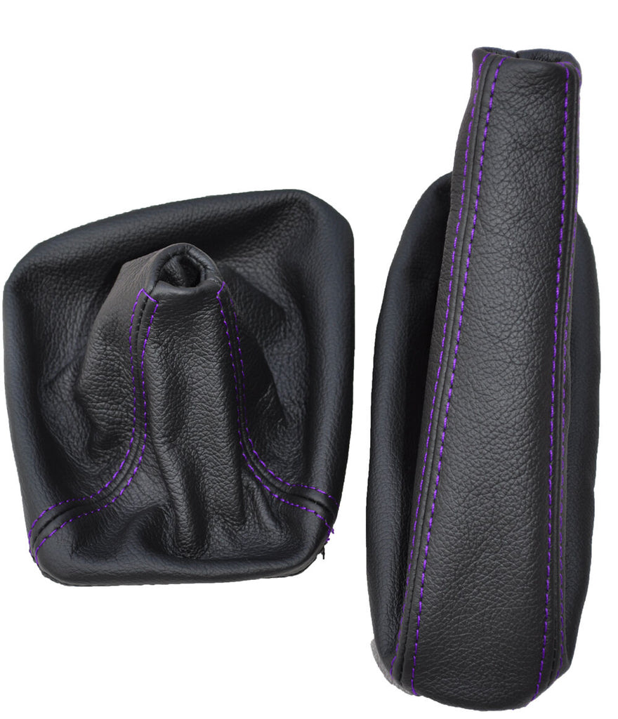 FITS BMW E46 1998-2005 GEAR HANDBRAKE GAITER PURPLE DOUBLE STITCH LEATHER