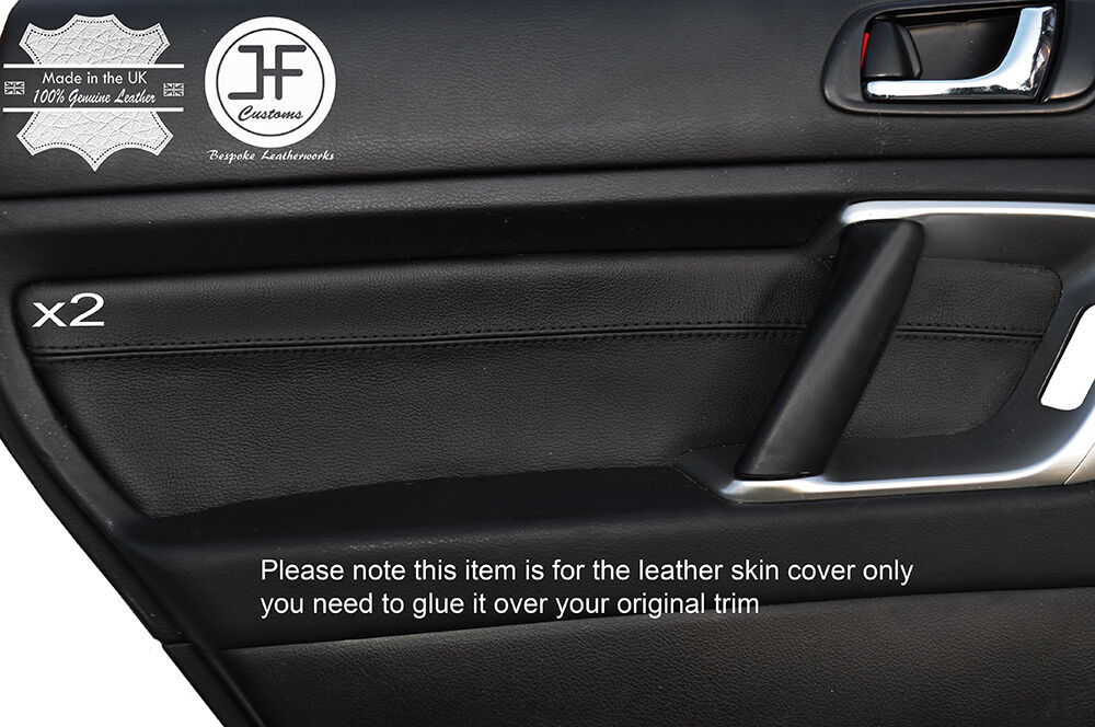 BLACK STITCH 2X REAR DOOR CARD TRIM LEATHER COVERS FITS SUBARU OUTBACK 2003-2009