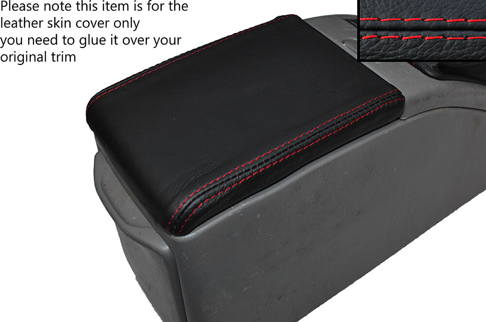 RED STITCHING LEATHER ARMREST LID SKIN COVER FITS SUBARU FORESTER 2003-2005