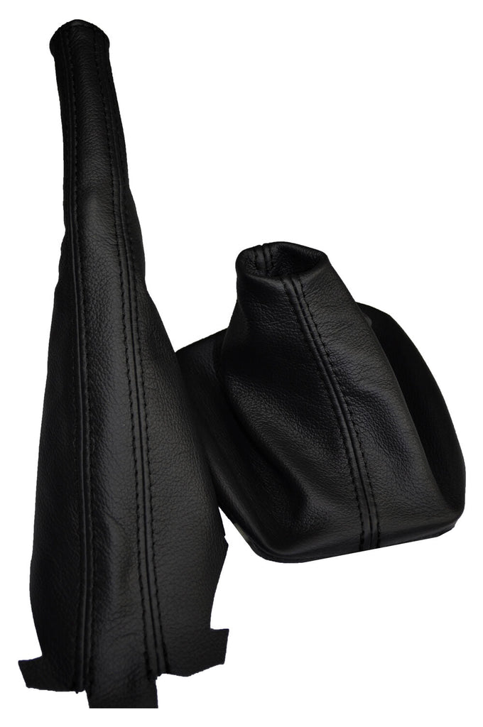 BLACK DOUBLE STITCH FITS VW GOLF MK4 4 IV BORA 98-05 LEATHER GEAR + HANDBRAKE